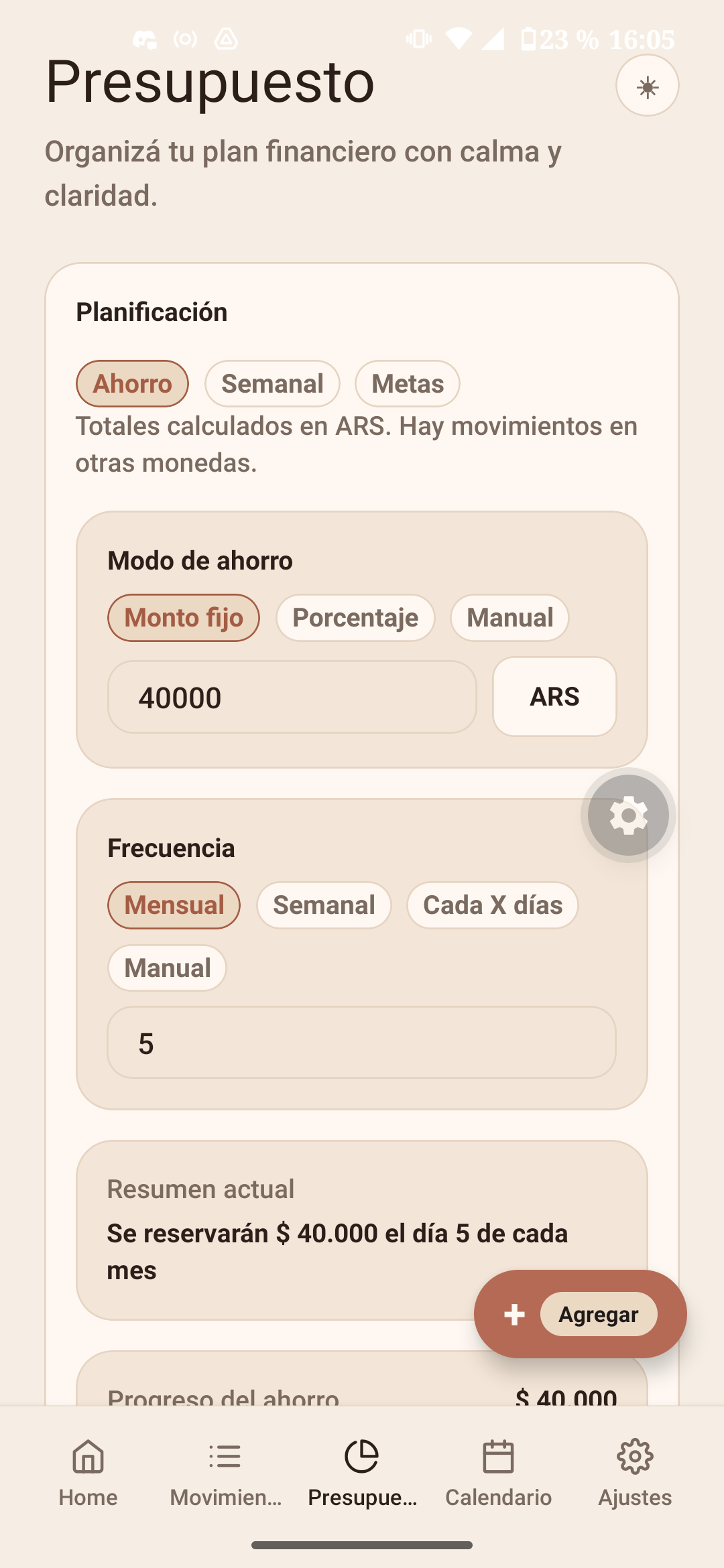 Presupuesto y ahorro