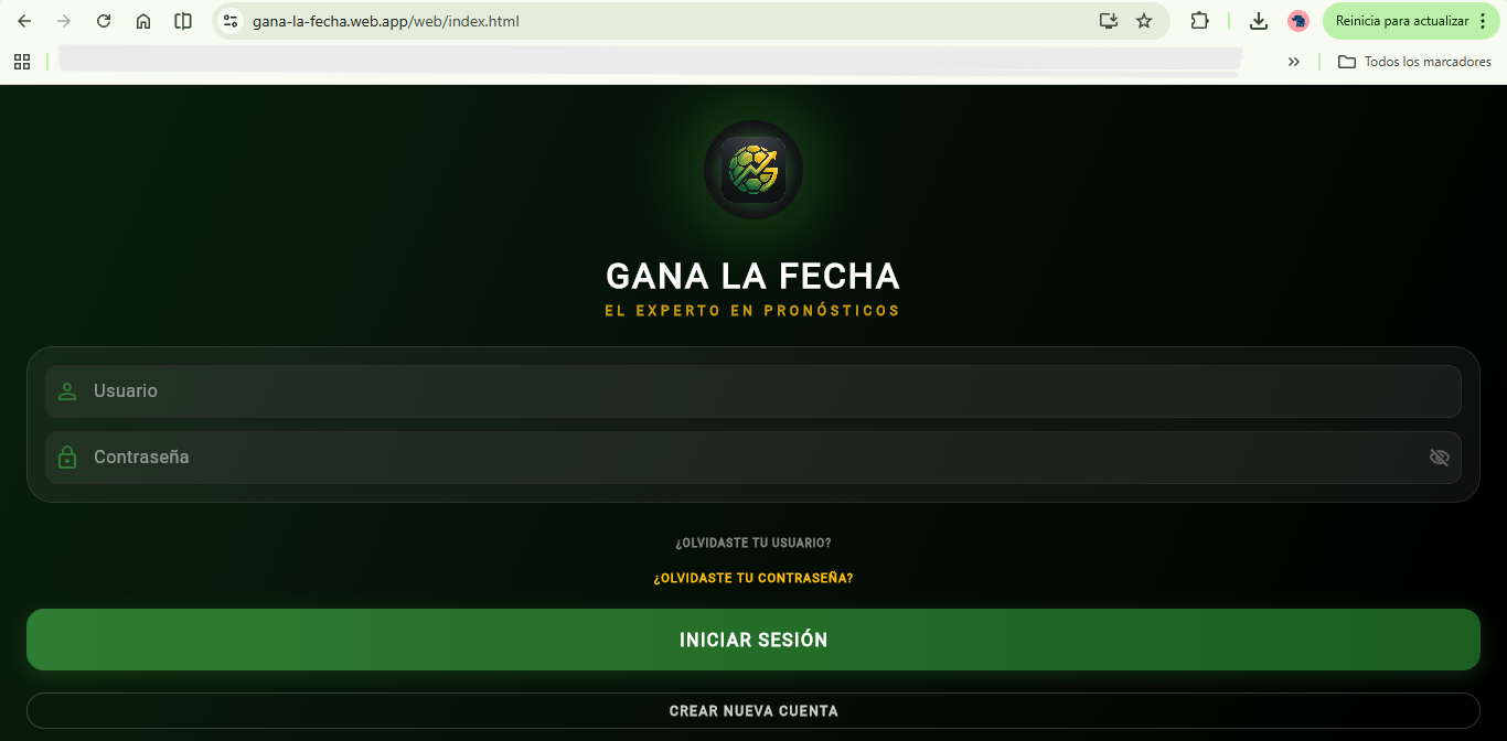 Login de Gana la Fecha